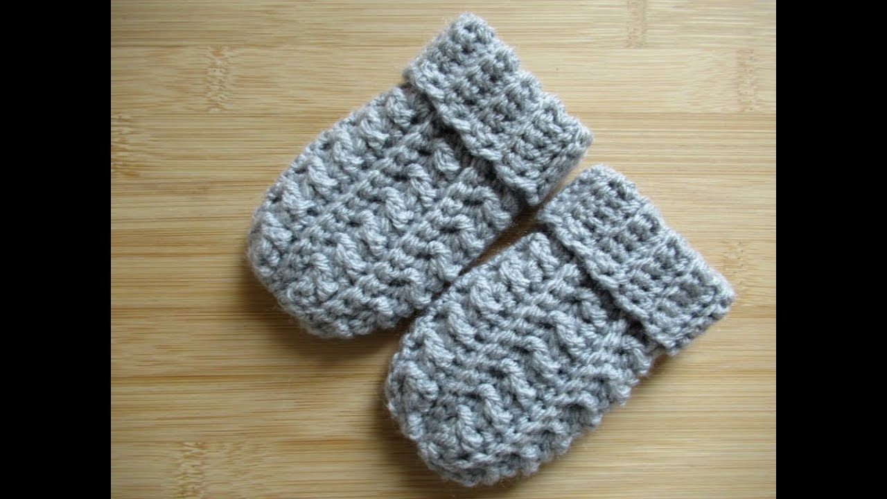 Crochet baby mittens mitts gloves tutorial Happy Crochet Club
