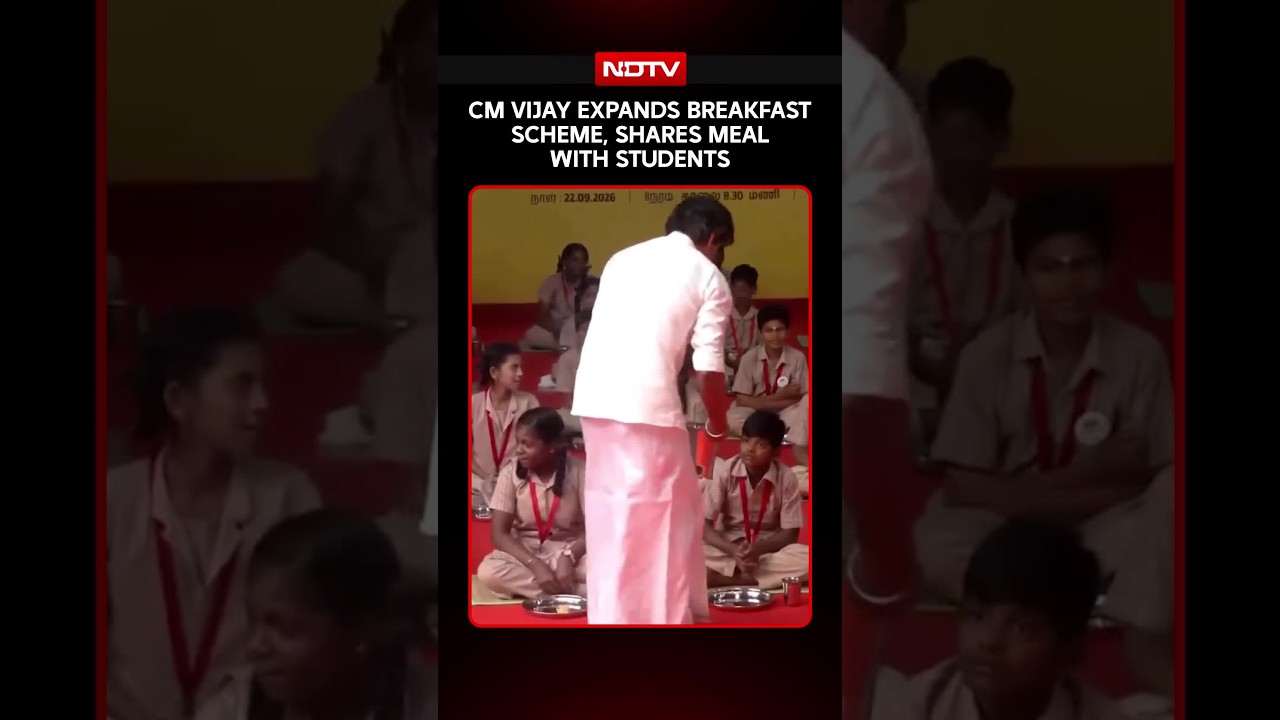 CM Vijay Eats Food With Students As Tamil Nadu Expands Kamarajar Breakfast Scheme For Classes 6-8