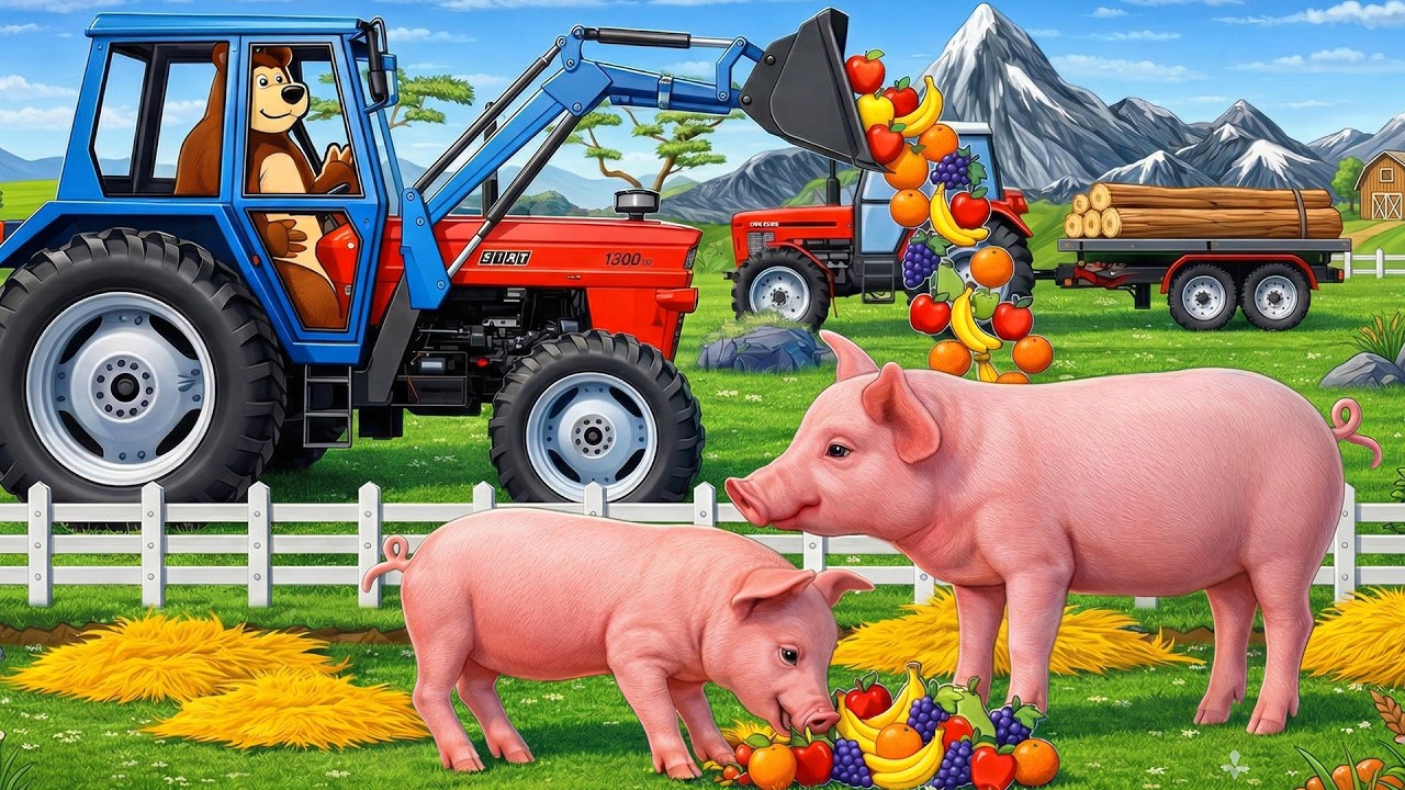 Farm Work: Pig Feeding & Tree Pruning 🐷🚜 | Real Farm Animation