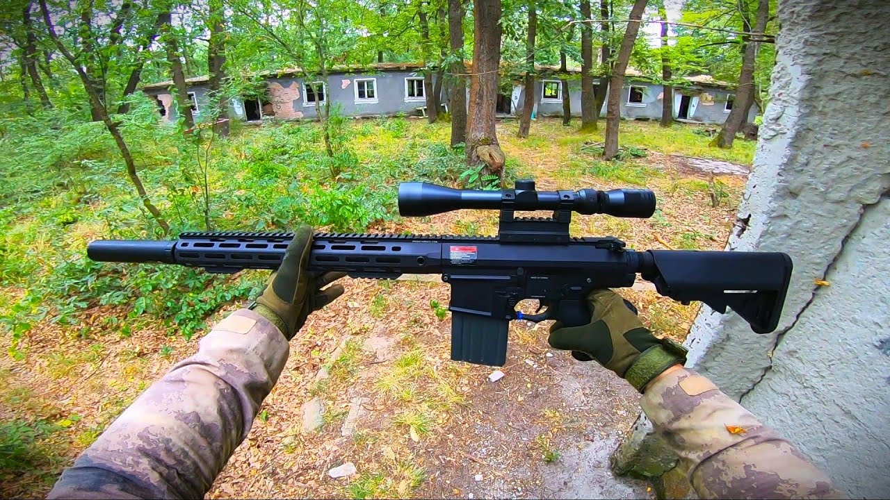 FULL Upgrade Sr-25 DMR Gameplay | 14 Eliminations | ABANDONED Military Base AIRSOFT!
