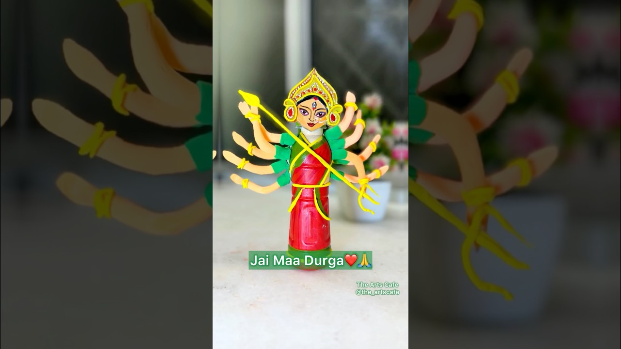 Making Maa Durga with Bottle😱❤️ Navratri Special Art #shorts