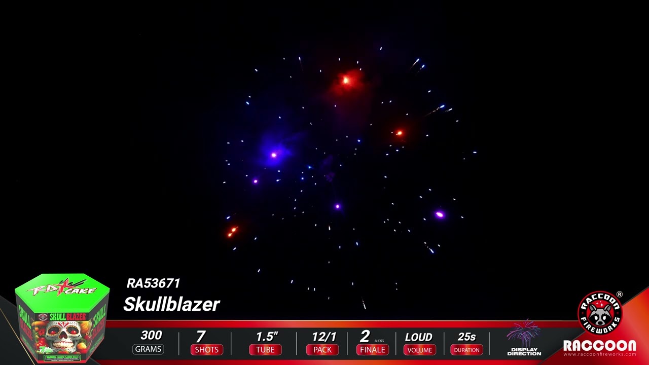 RA53671  Skullblazer   RACCOON FIREWORKS   2026 New   RDX Cake    7 Shots