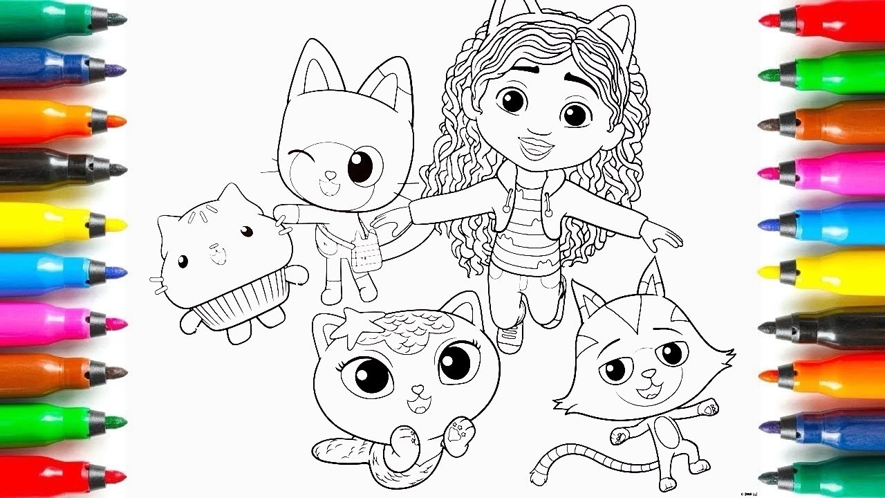 Coloring Gabby and Cats from Gabby’s Dollhouse #gabbysdollhouse 