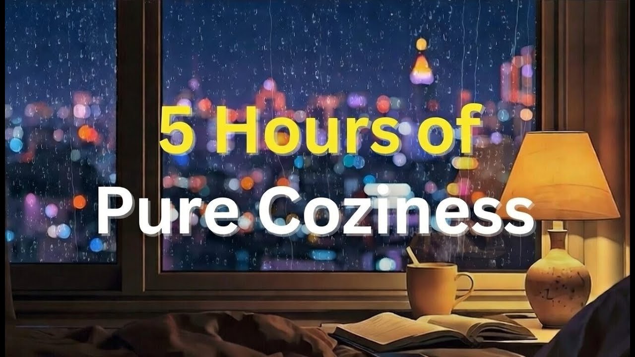 5 Hours of Pure Coziness: Rainy City Night + Soft Jazz Piano, Warm Lamp Glow & Coffee ☕🌧️ Enjoy!