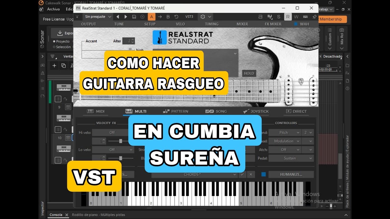 COMO HACER GUITARRA RASGUEO EN CUMBIA SUREÑA / CHICHA musiclab realstrat elit / standard