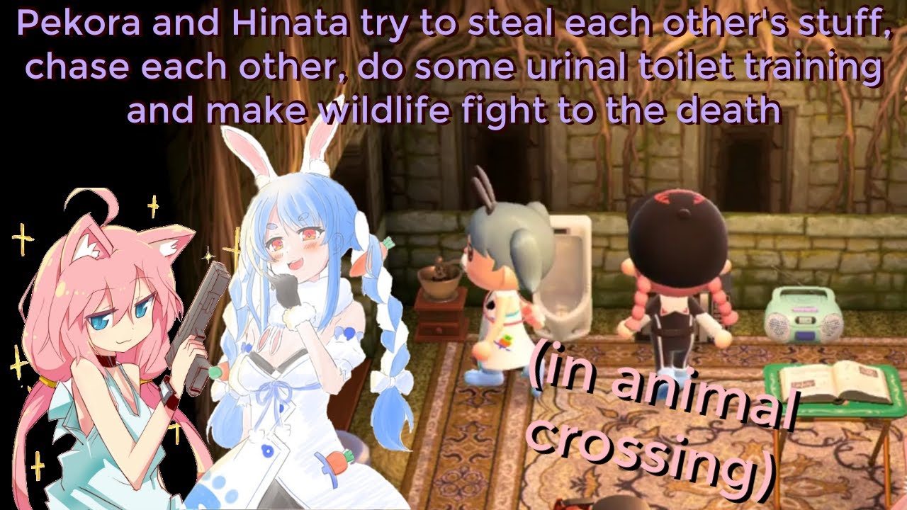 Pekora & Hinata visit each other's animal crossing islands & do all sorts of (horrible) things lmao
