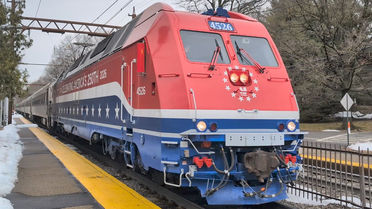 Railfanning NJ Transit at Short Hills 3-4-26: double ended train, 4526 USA 250th hornshow, 4636 PRR!