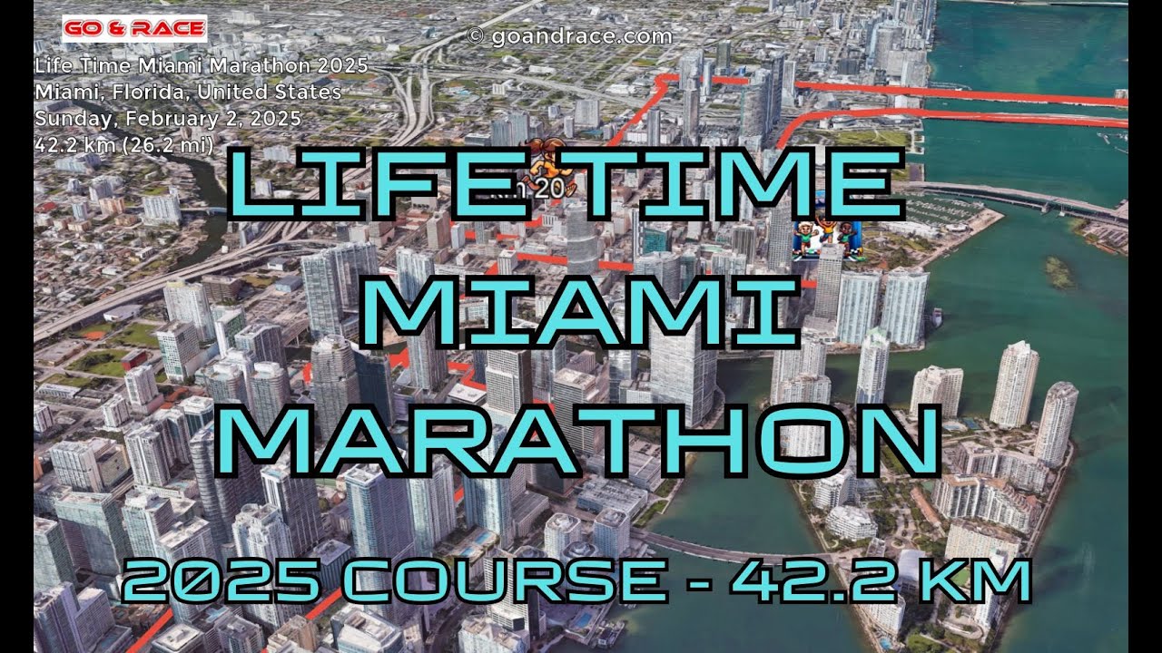 Life Time Miami Marathon 2025: fly over the marathon course! Video of the race path.