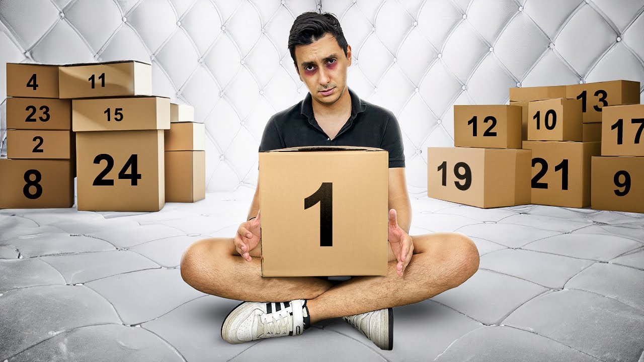 24 HORAS SOBREVIVIENDO con 24 CAJAS MISTERIOSAS en un MINI CUARTO...