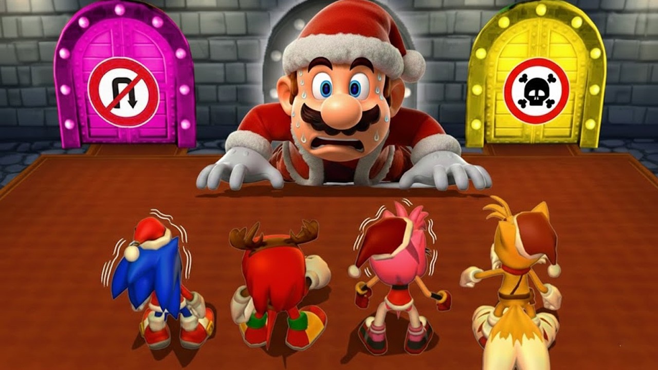 Mario Party 9 Minigames - Sonic Xmas VS Knuckles VS Amy VS Tails (Master CPU)