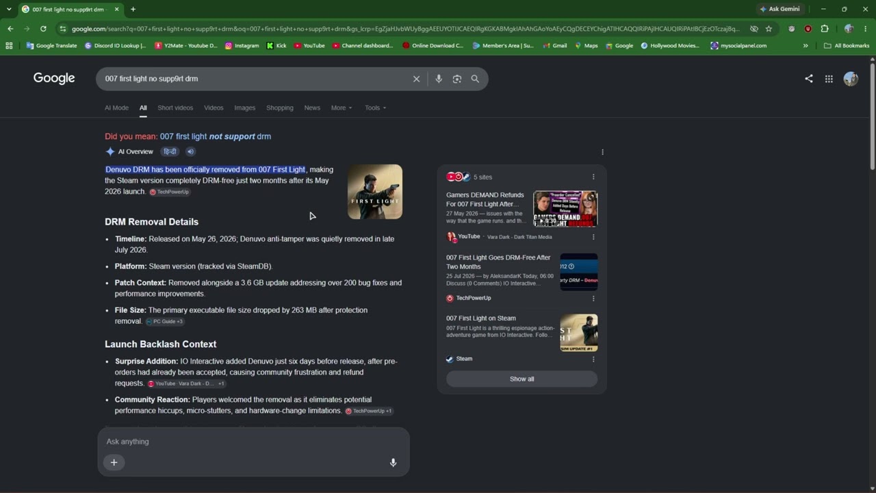 Denuvo DRM has been officially removed from 007 First Light