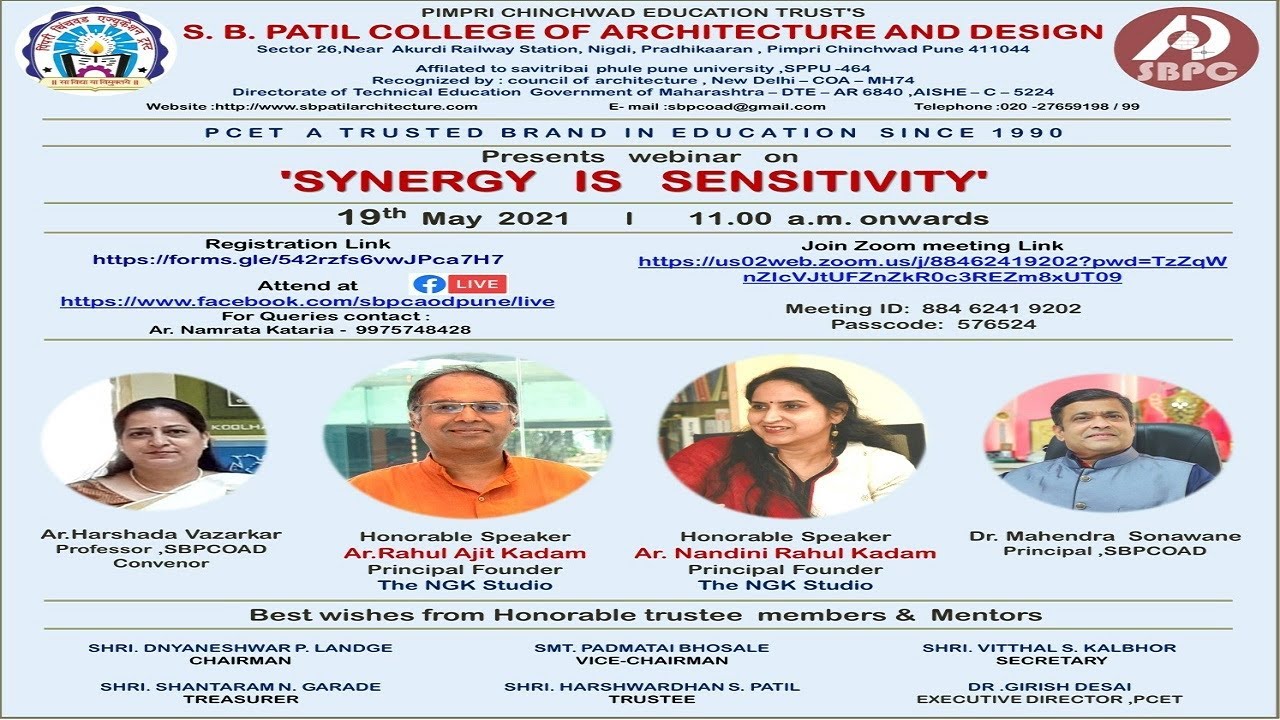 SYNERGY IS SENSITIVITY | The NGK Studio | WEBINAR | PCET | SBPCOAD | Pune
