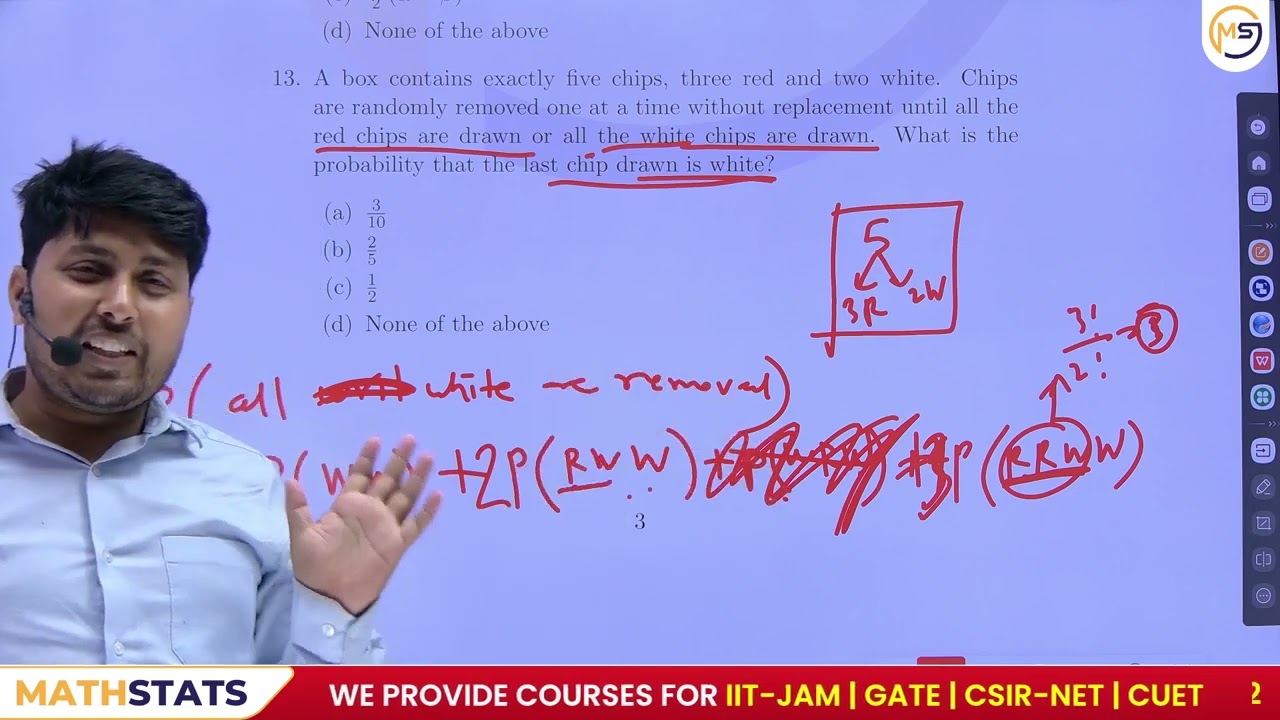 Lecture - 11 : ISI MSQMS 2025  ||  PYQ 2019  Solution ||  Mathstats @ 8810409392