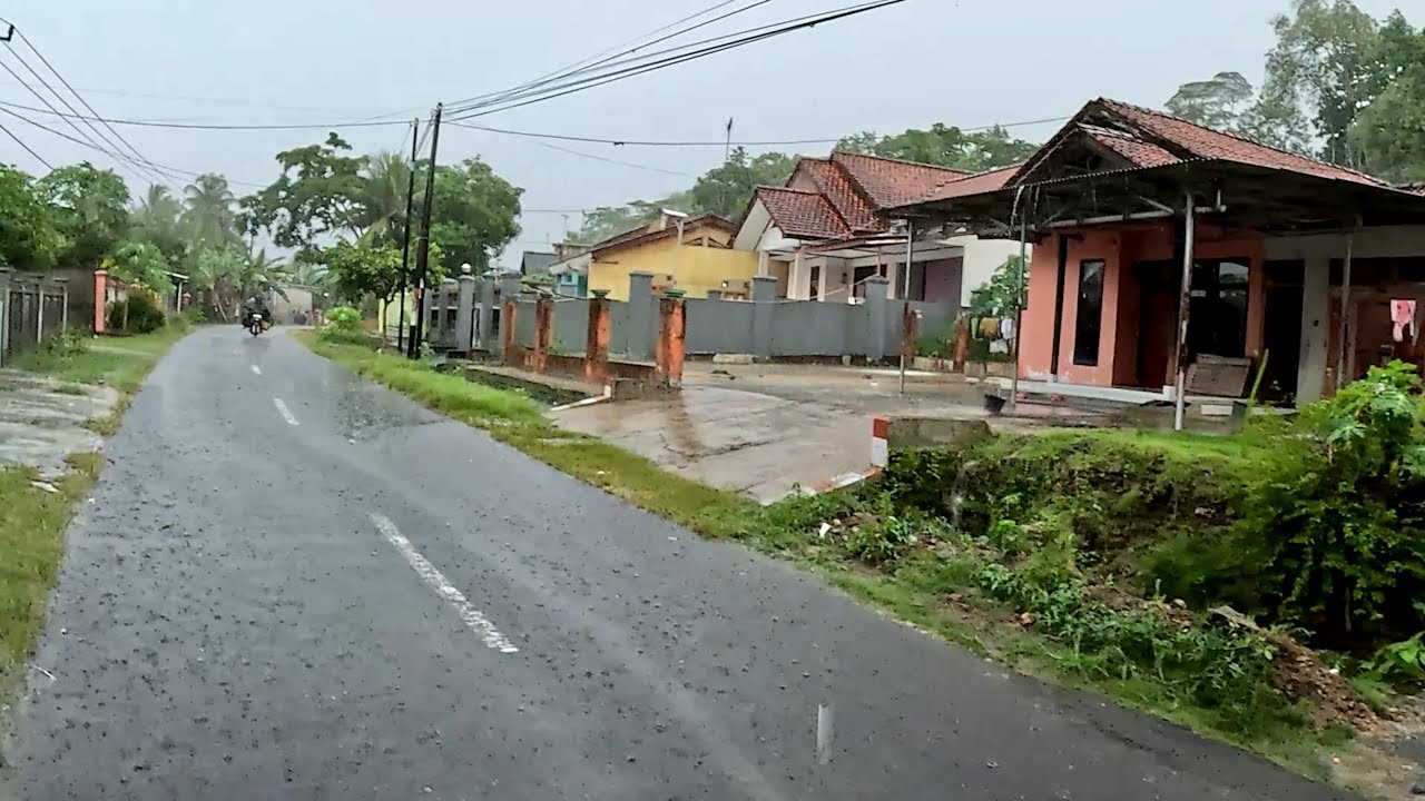 Night Walk Through Silent Village in Heavy Rain Wind Storm with Continuous Thunder ASMR 4K Video 92