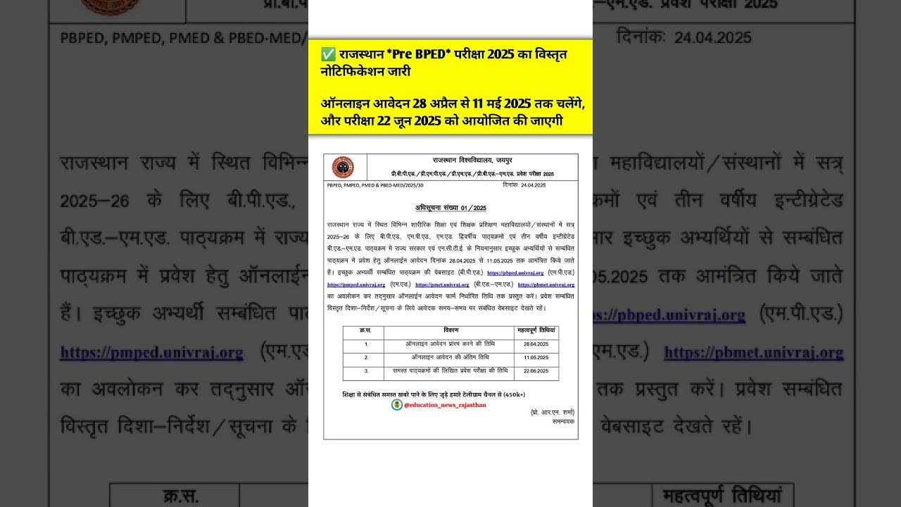 BPED admission 2025 || BPED exam date release | bped प्रवेश exam 2025 | bped syllabus 2025