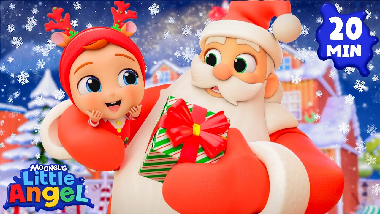IT'S SANTA CLAUS 🎅 Who's At The Door? (Christmas)🎄Little Angel Kids Songs | Bingo and Baby John