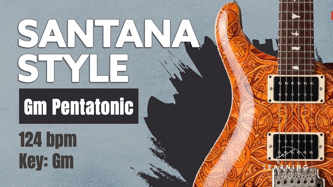 Santana Style Latin Rock Guitar Jam in Gm | Oye Como Va - Practice Along