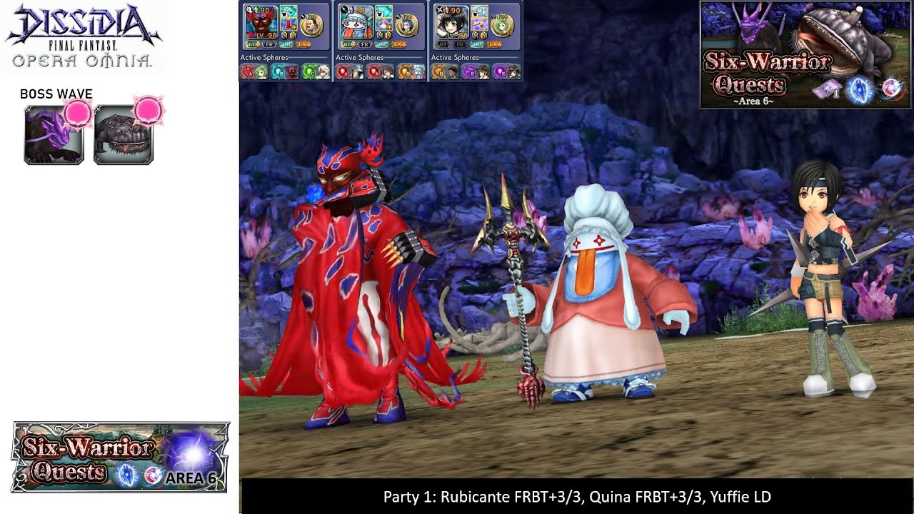 DFFOO [GL] Six Warrior Quest Area 6 SHINRYU | 1 Party Clear with LD Yuffie