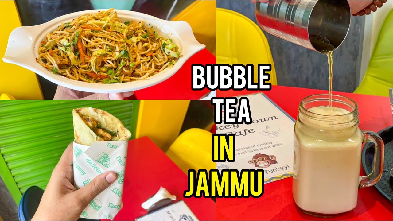 Jammu ki Best Bubble Tea | Try Butter Garlic Noodles & Veg Wrap in Monkey Town Cafe | DSBOSSKO VLOGS