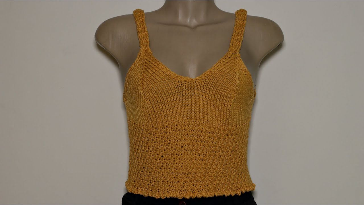 Cropped com alça em tricô