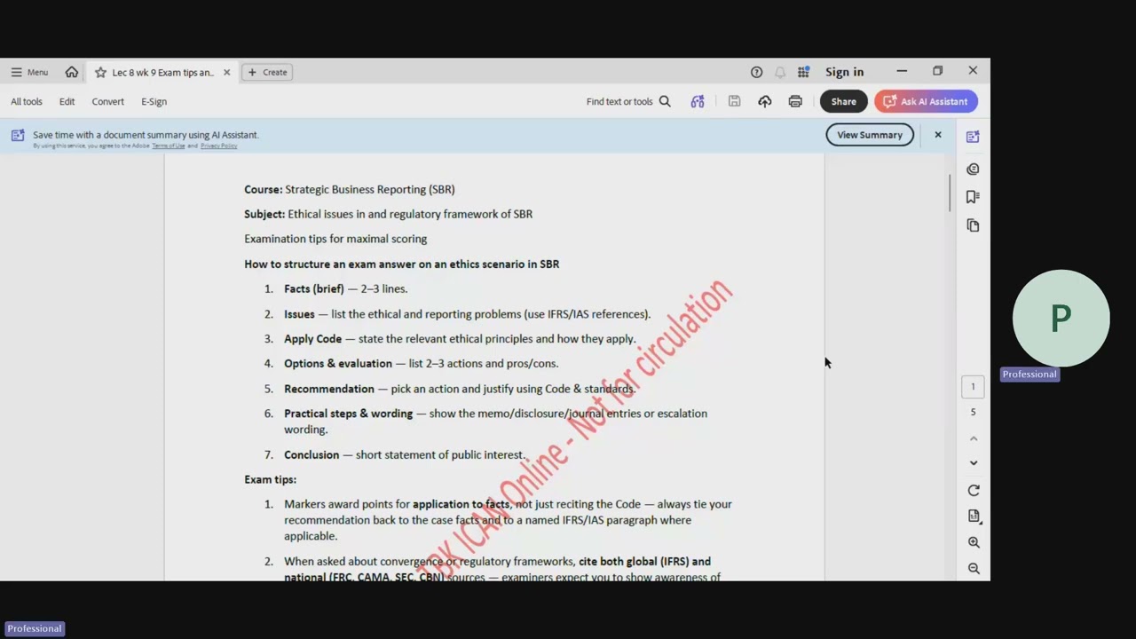 Exam tips and illustrative Questions and Answers on Ethical Issues 