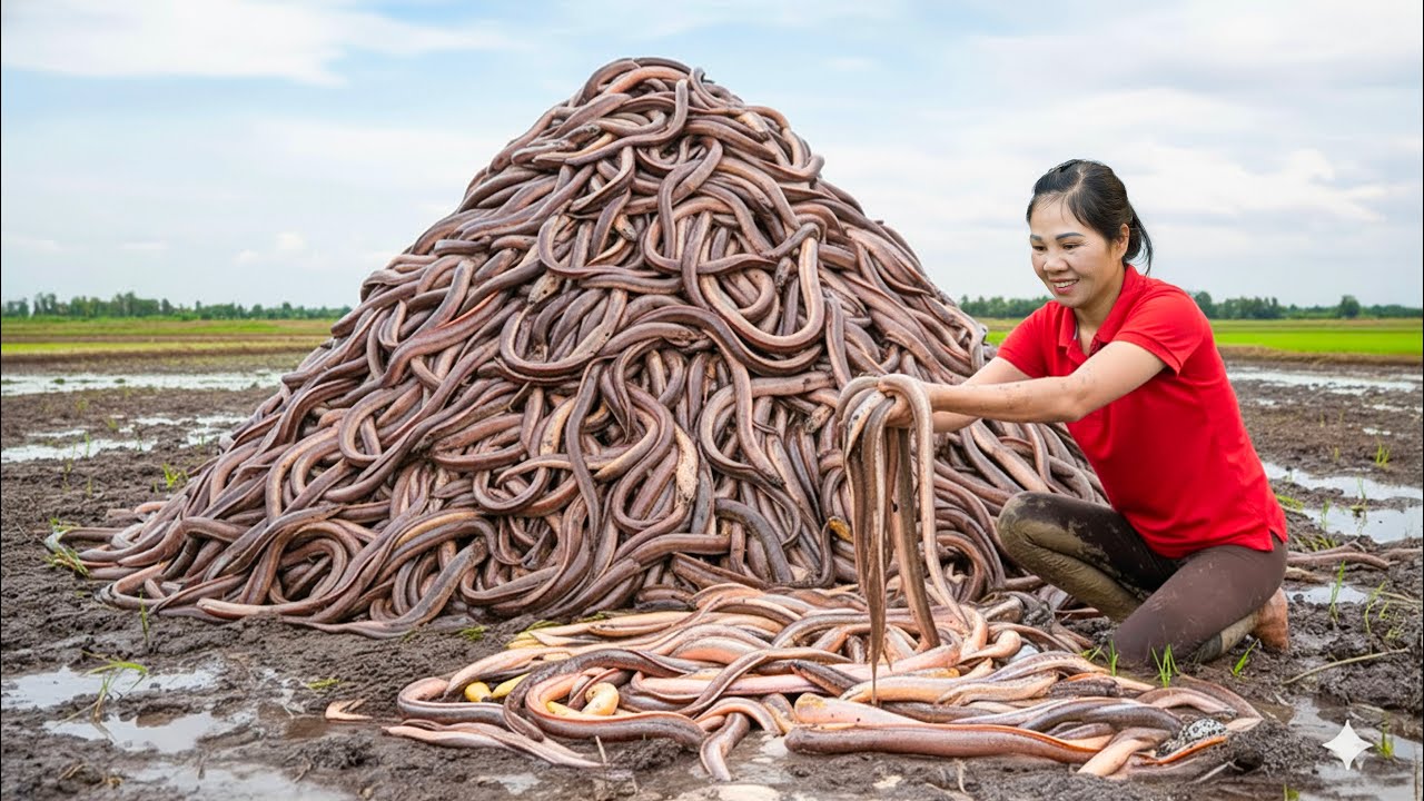 Harvesting Billions Electric Eel & Go to Market Sell | found many fish, eels, and large pythons