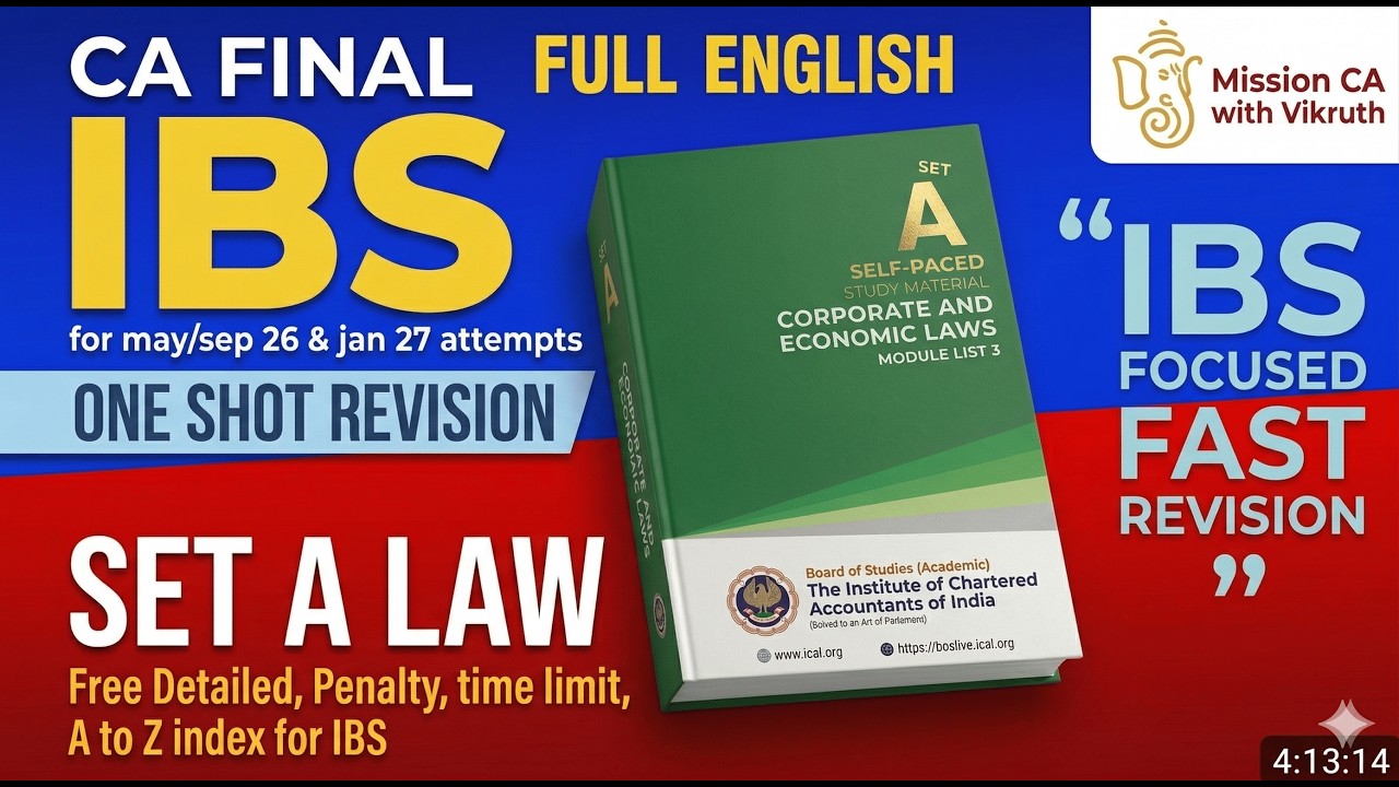 CA Final Law One-Shot: 4 Hrs Revision (Full English) | Jan 26 IBS Solved