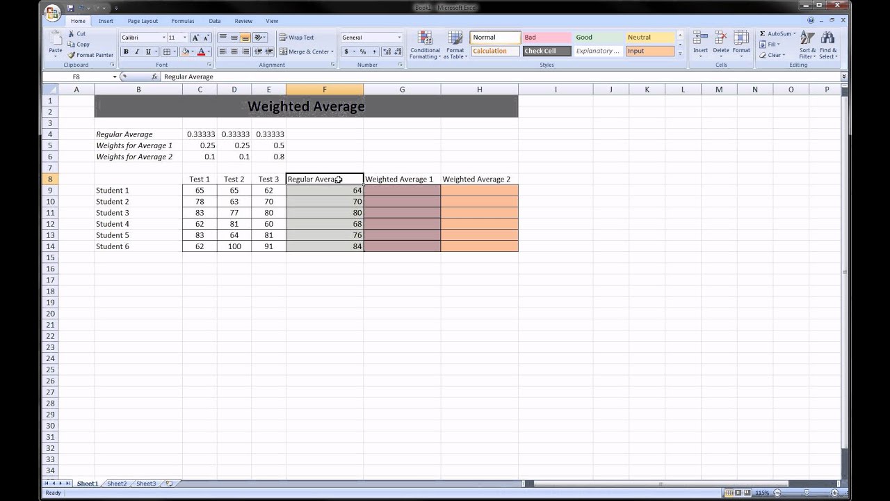 Excel - Weighted Average