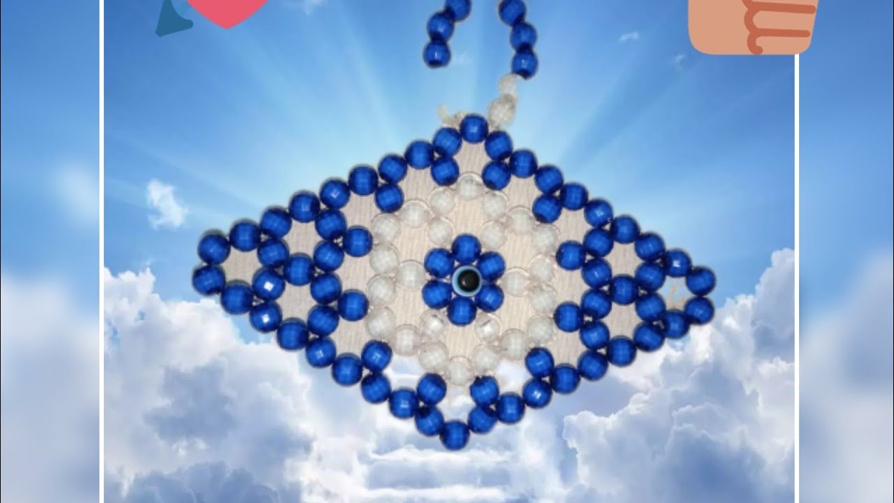 طريقه عمل تعليقه عين زرقاء بالخرزHow to make blue eye beads#