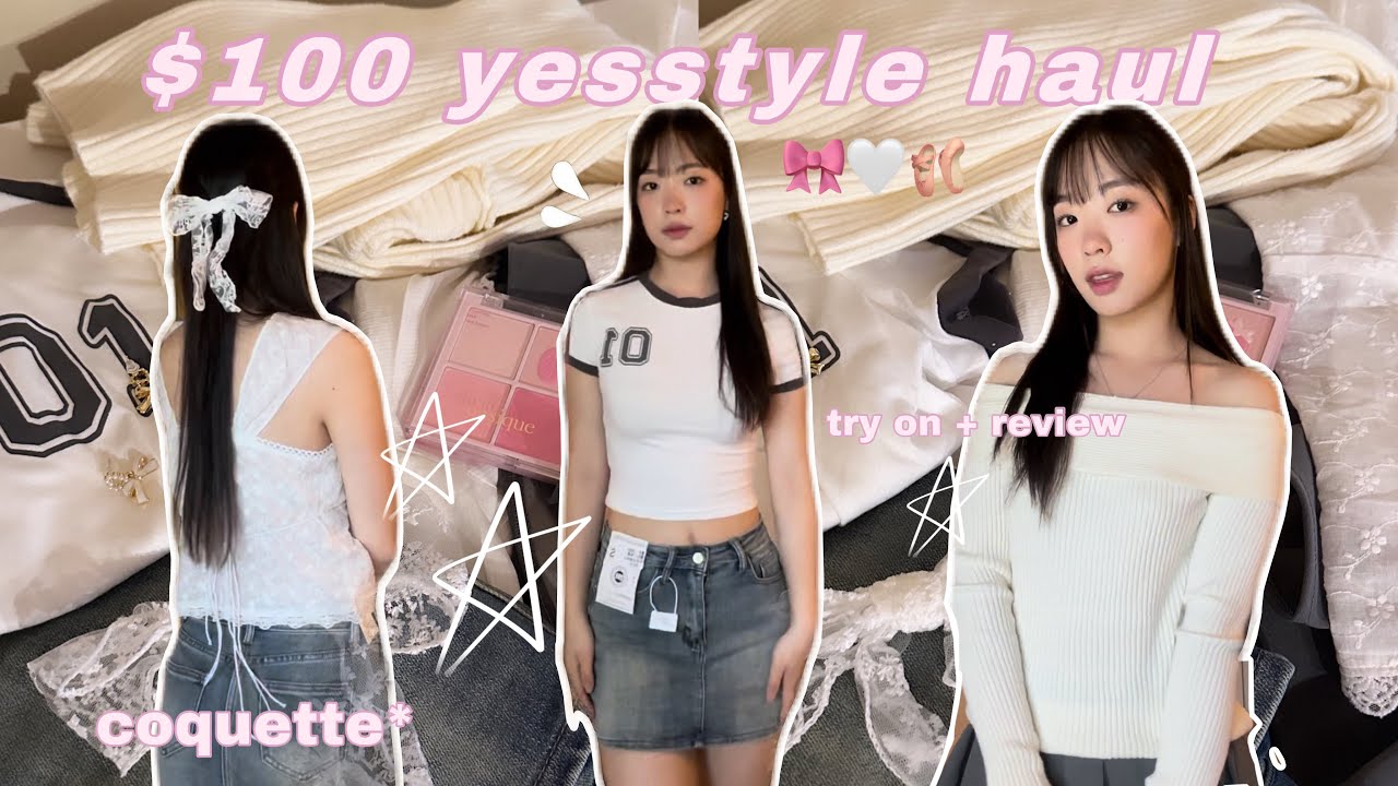 $100 HUGE coquette yesstyle haul 🎀 try-on and review ⋆𐙚₊˚⊹♡ @yesstyle