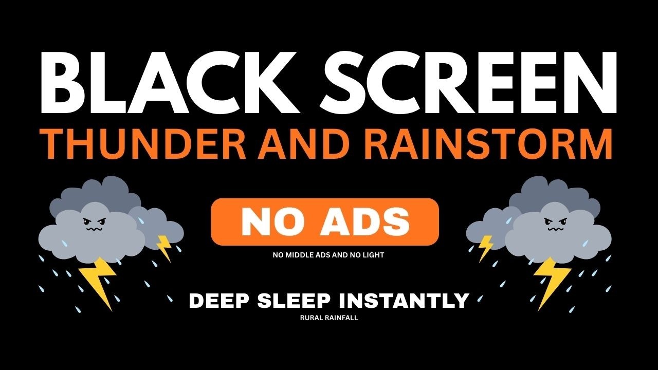 🌩️ Heavy Rain & Thunder Sounds for Sleeping — NO ADS Storm for Relaxed Sleep | Black Screen