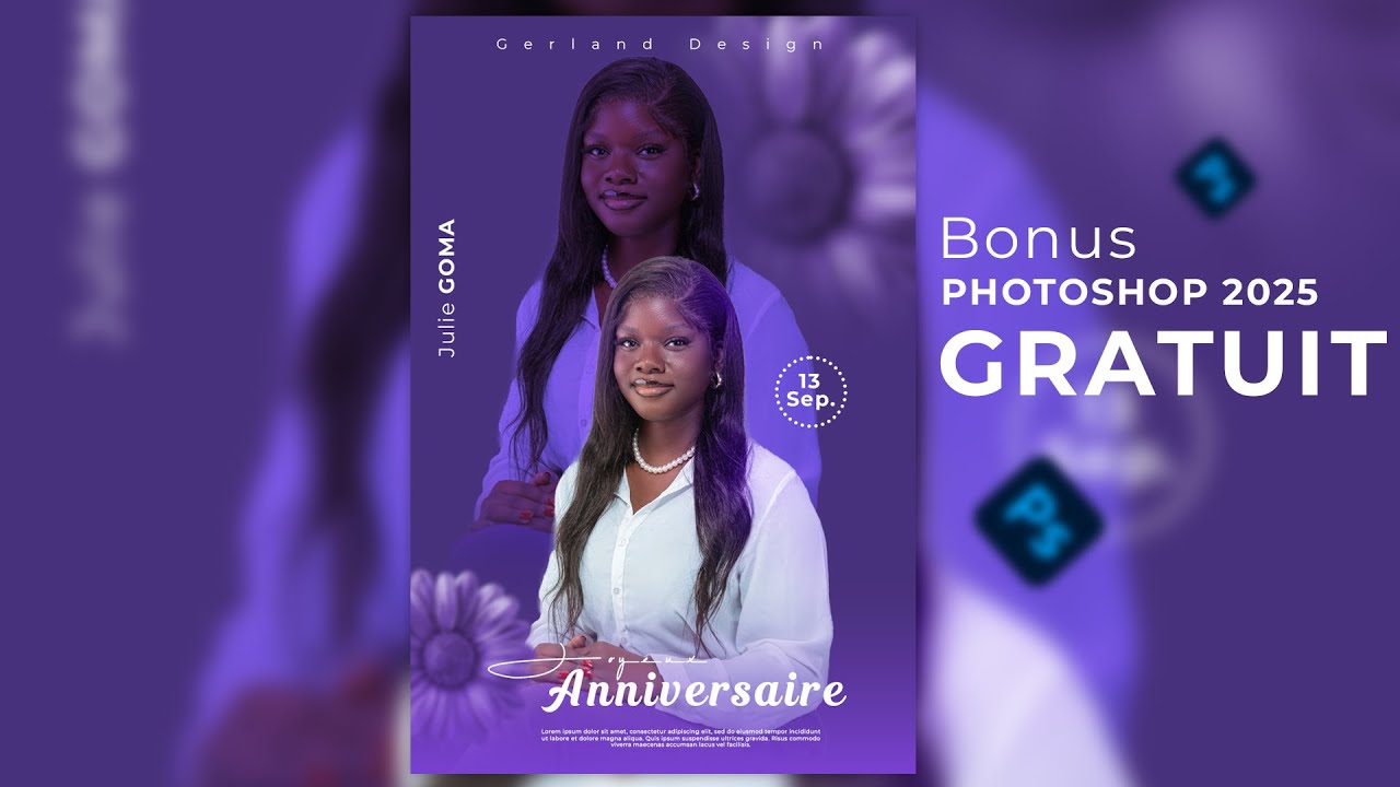 flyer d'anniversaire avec PHOTOSHOP 2025