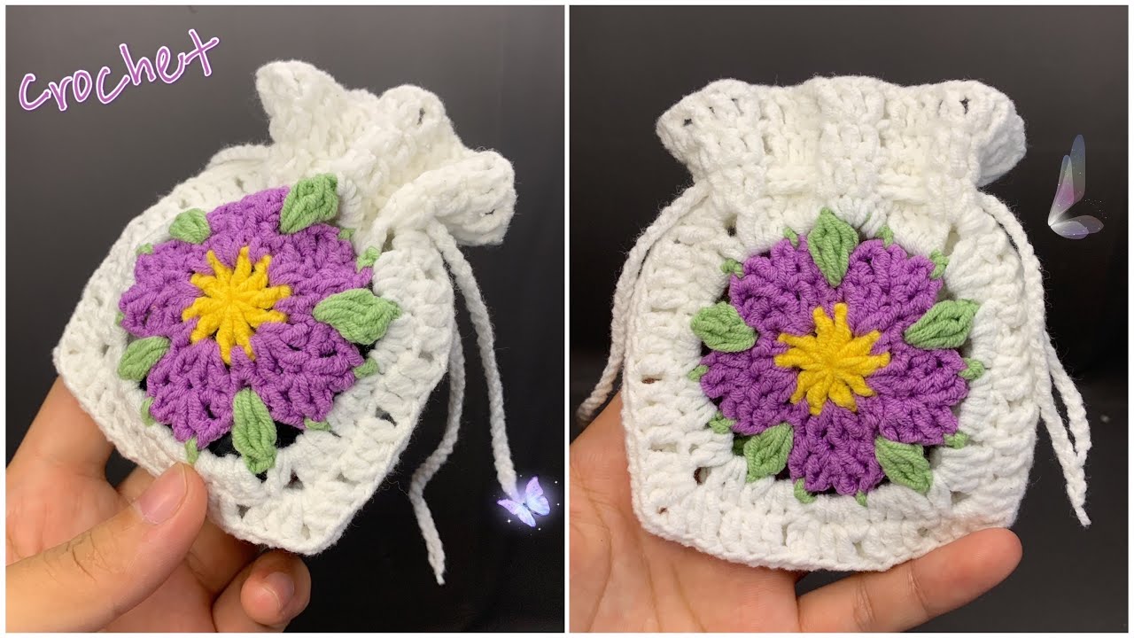 🧶 Crochet Drawstring Pouch Tutorial | Hướng dẫn móc túi rút đơn giản 💰🧶