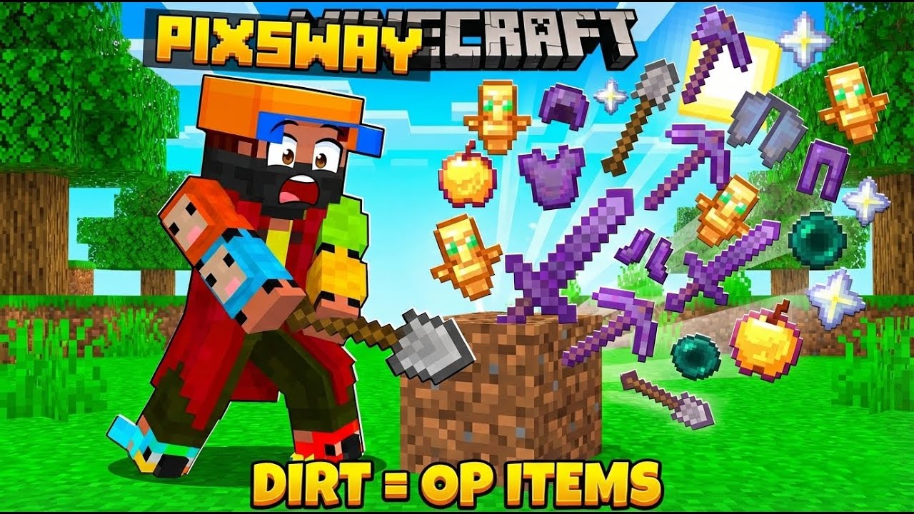 Minecraft but DIRT GIVES OP LOOT!! 😱 (In Mobile)