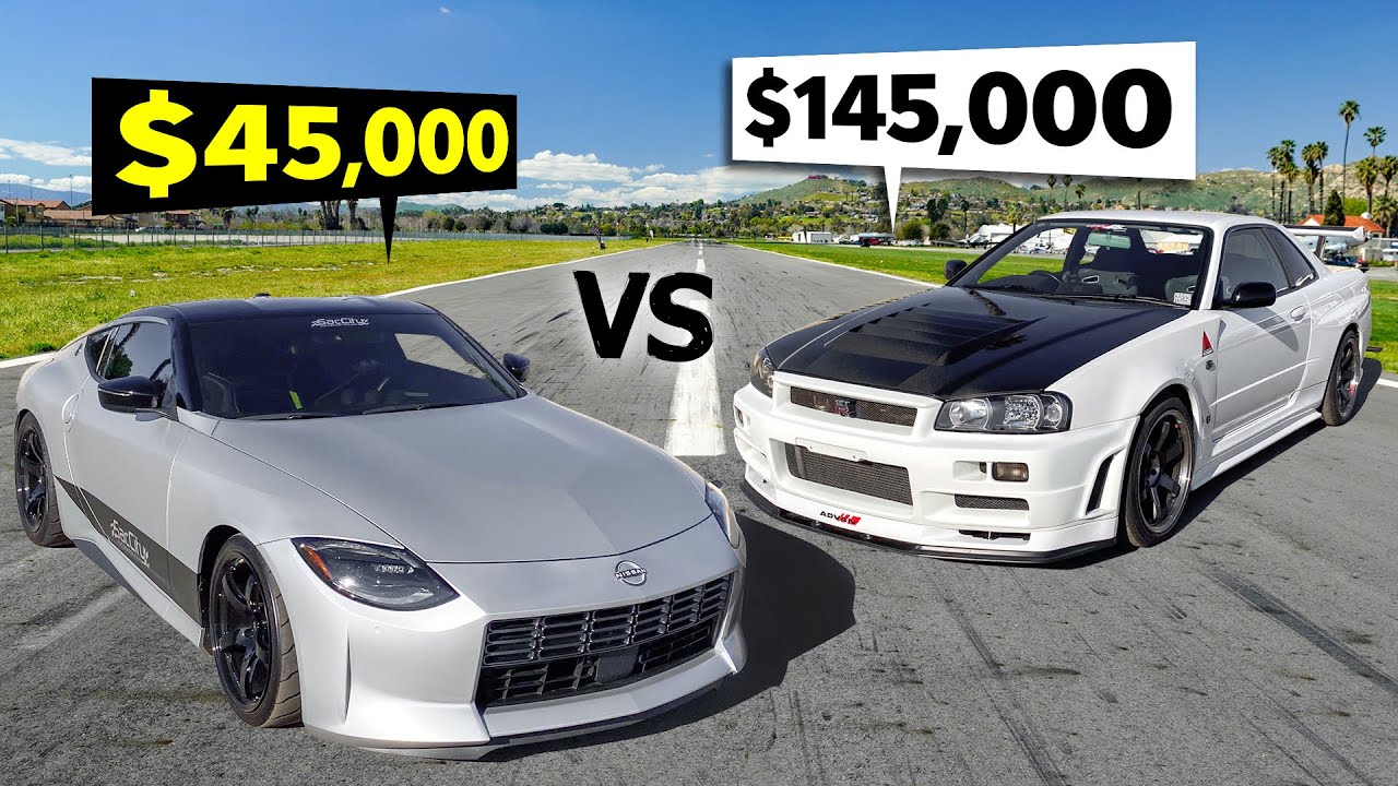Две легенды с разницей в 20 лет! '99 R34 Skyline GT-R для дрэг-рейсинга, '23 Nissan Z Proto Spec