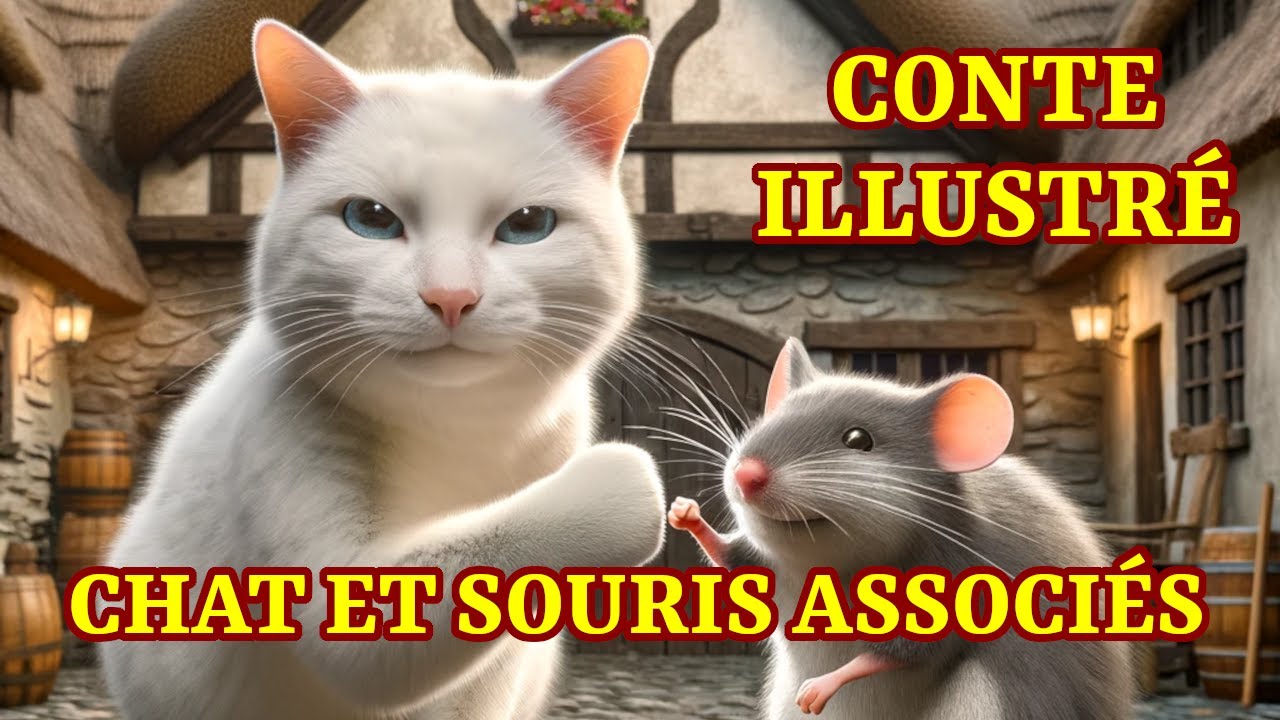 Chat et souris associes. Conte des fr&egrave;res Grimm illustr&eacute;.