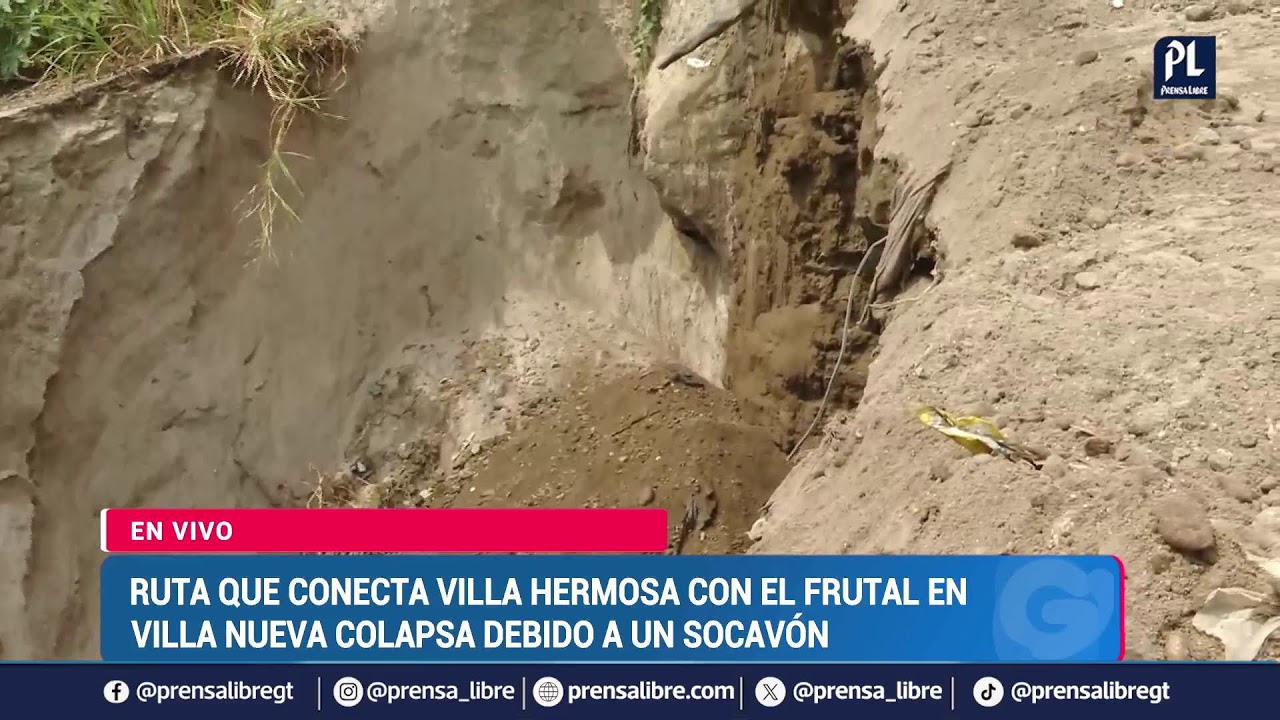 Primeras lluvias del 2025 causan un socavón en ruta entre Villa Nueva y San Miguel Petapa