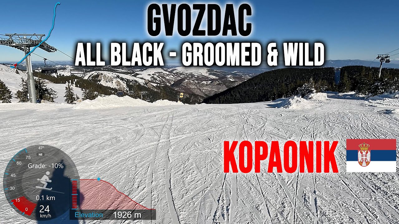 [4K] Skiing Kopaonik, Gvozdac - All Black Groomed & Wild - Staze 19 19a 19b 19c, Serbia GoPro HERO13