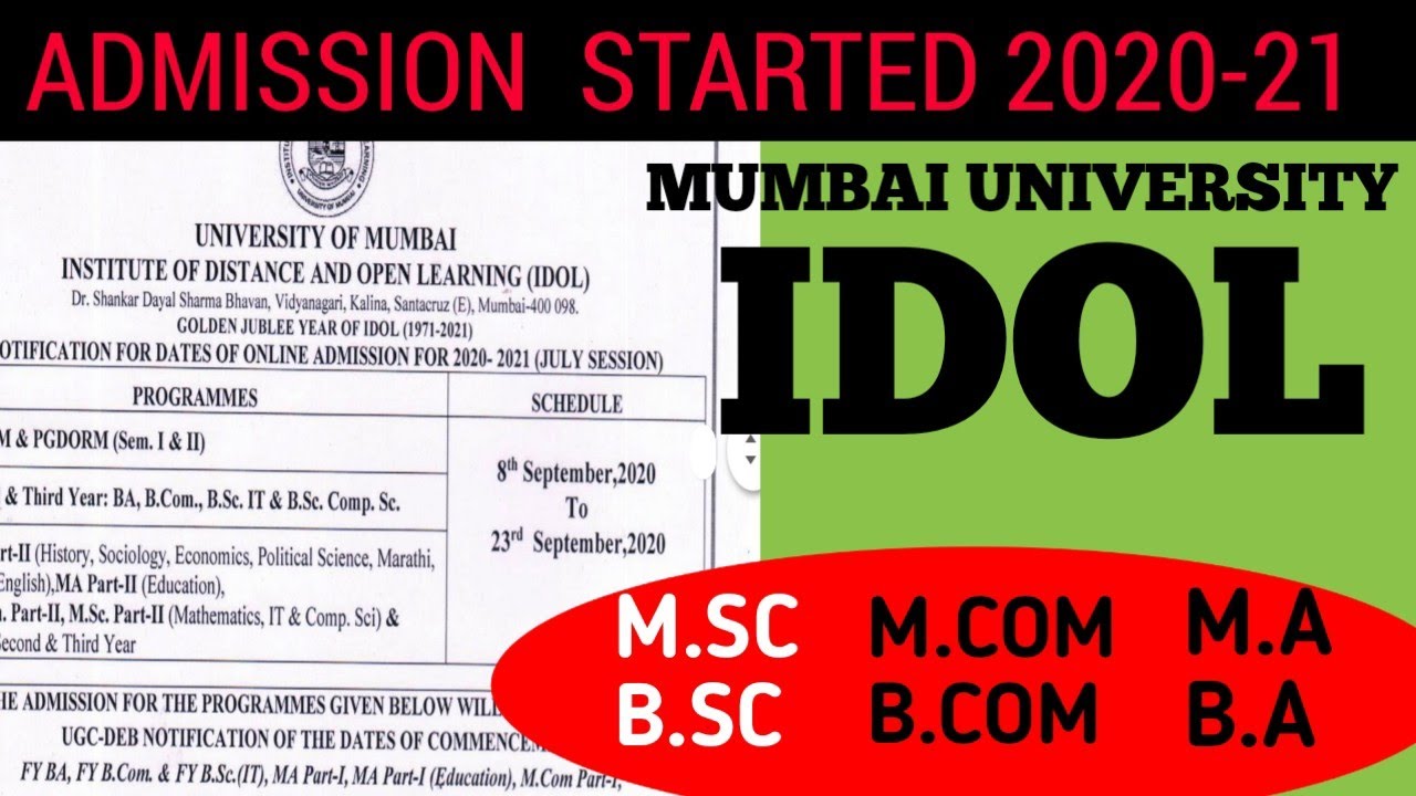 IDOL ADMISSION  STARTED 2020-21|Mumbai University| IDOL Admission 2020-21 last date|js|