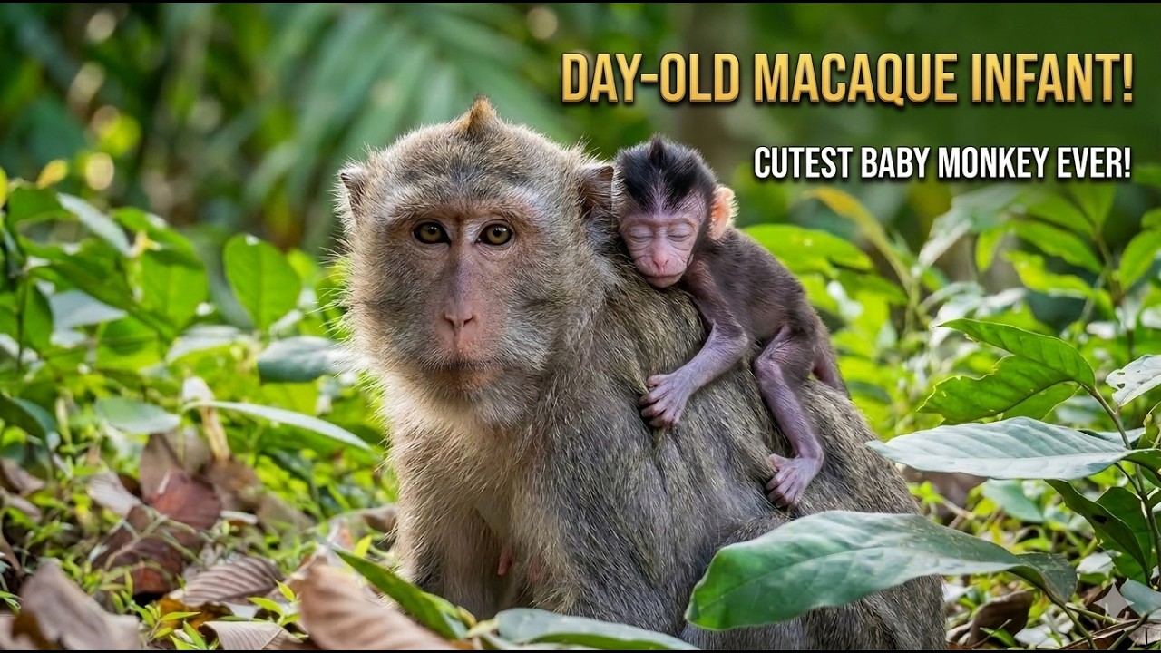 A newborn baby monkey with its mother