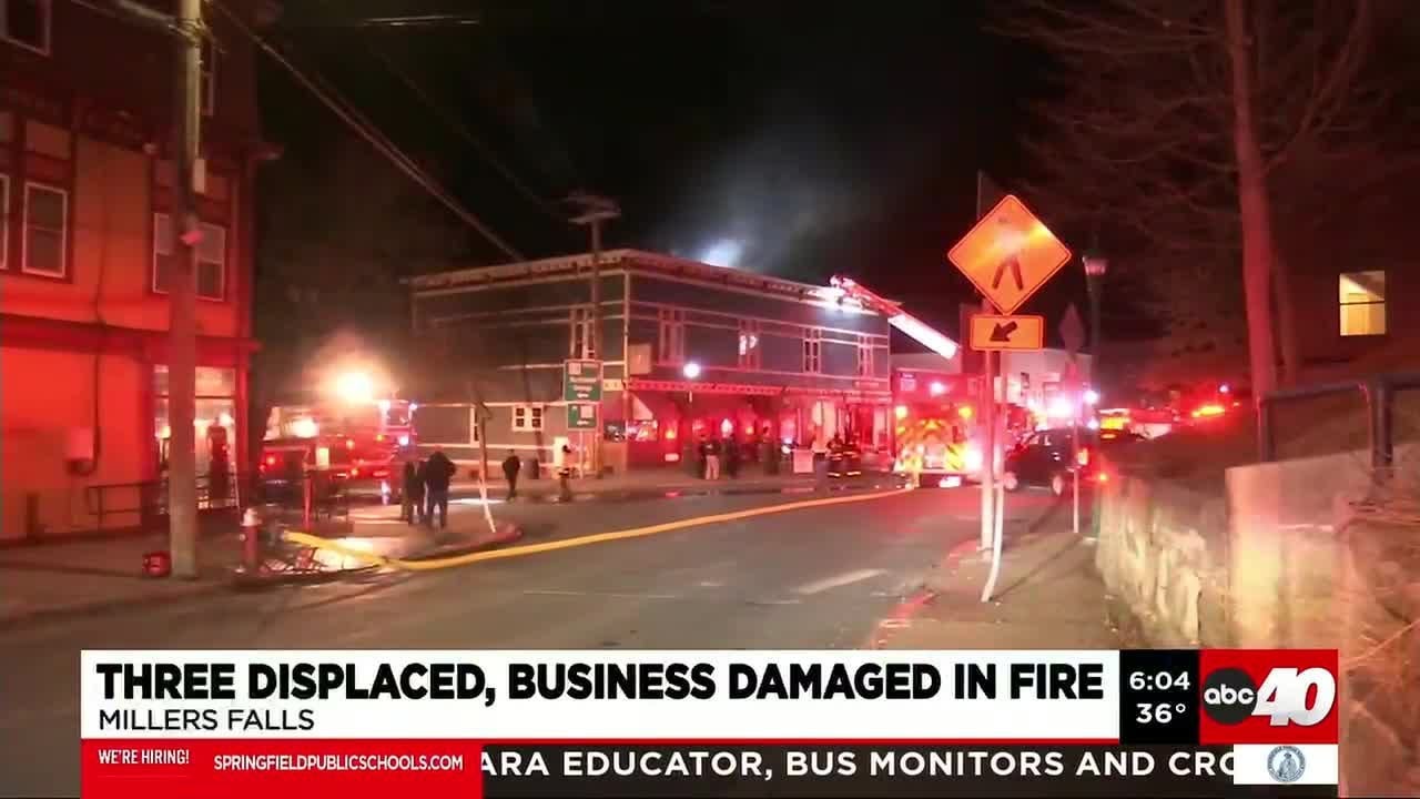 В результате пожара в Миллерс-Фоллс трое человек остались без крова, а предприятие пострадало.