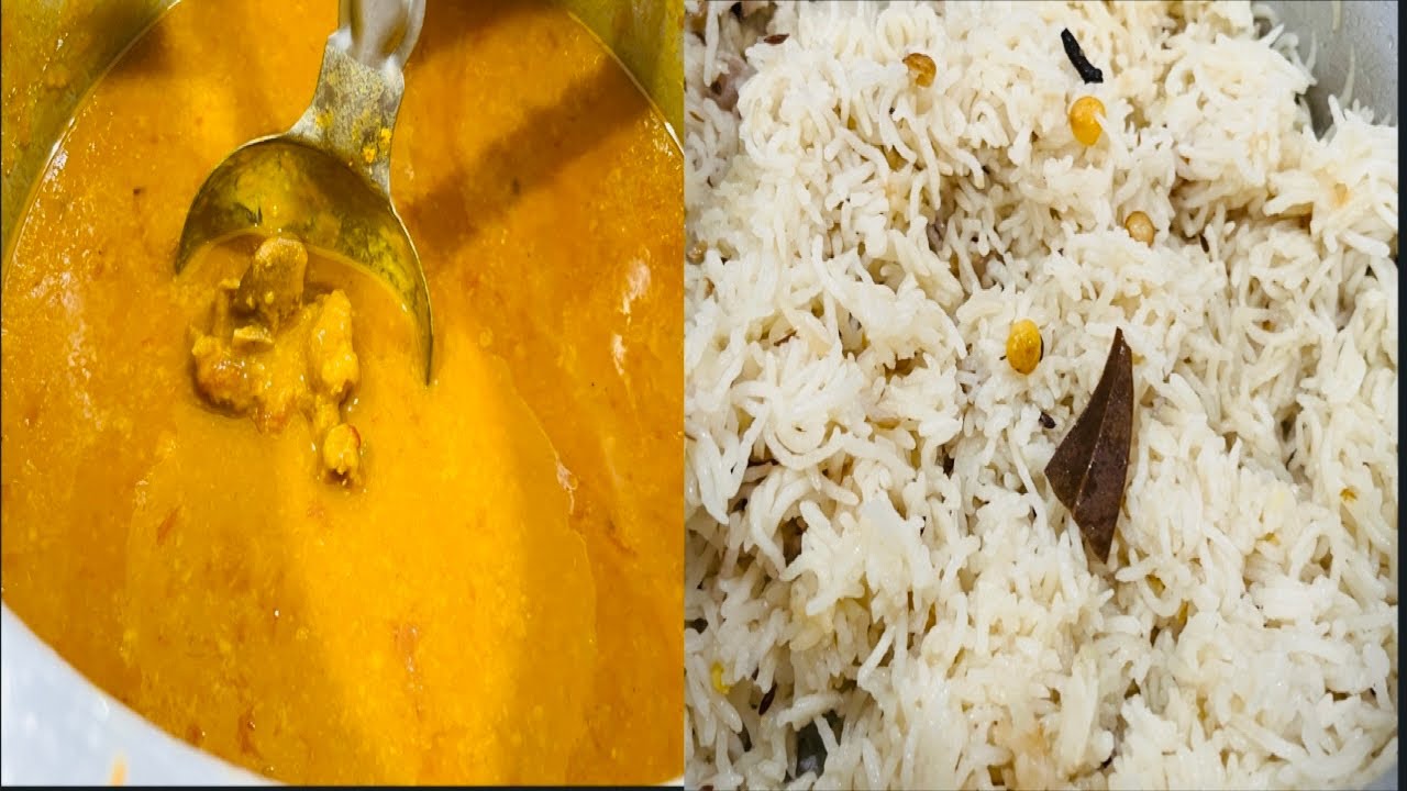 Dal Gosht And Chana Dal Pulao In Pressure Cooker Recipe With Onion Salad (  Kanda No Kachumber)