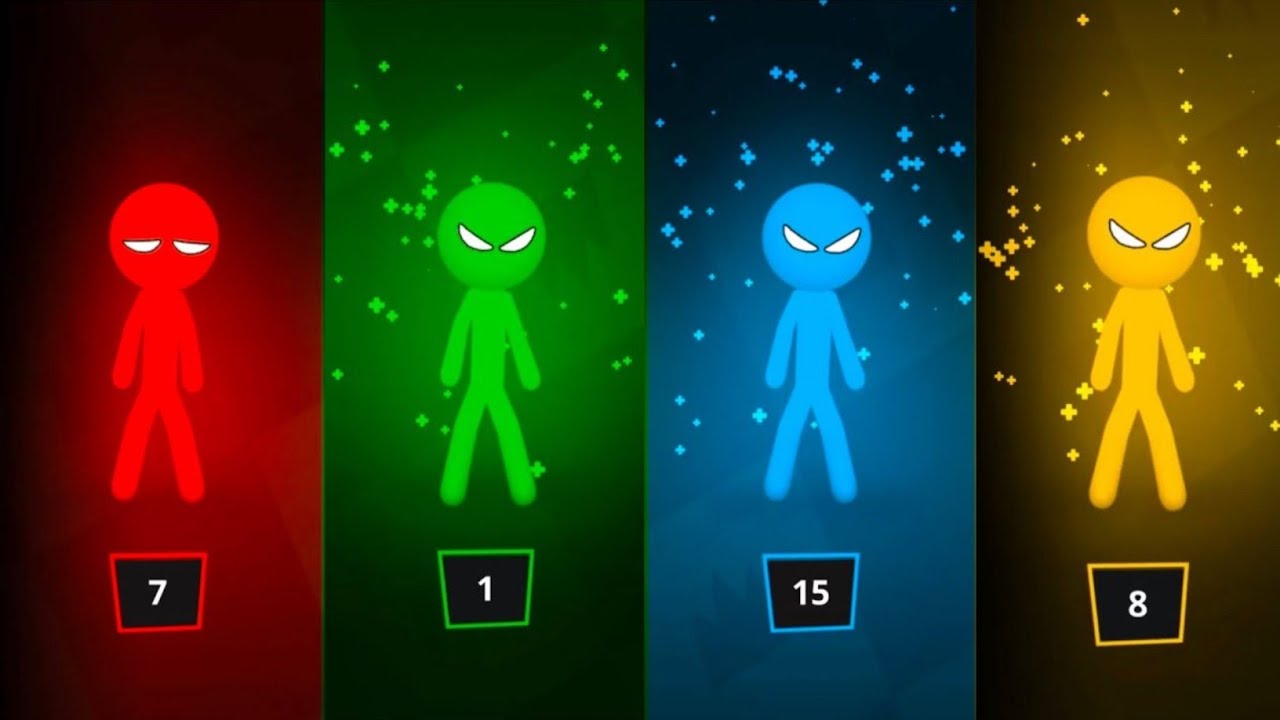Stickman Party - Турнирный режим, случайный выбор 1-4 игроков | Прохождение игры, обновление мини...