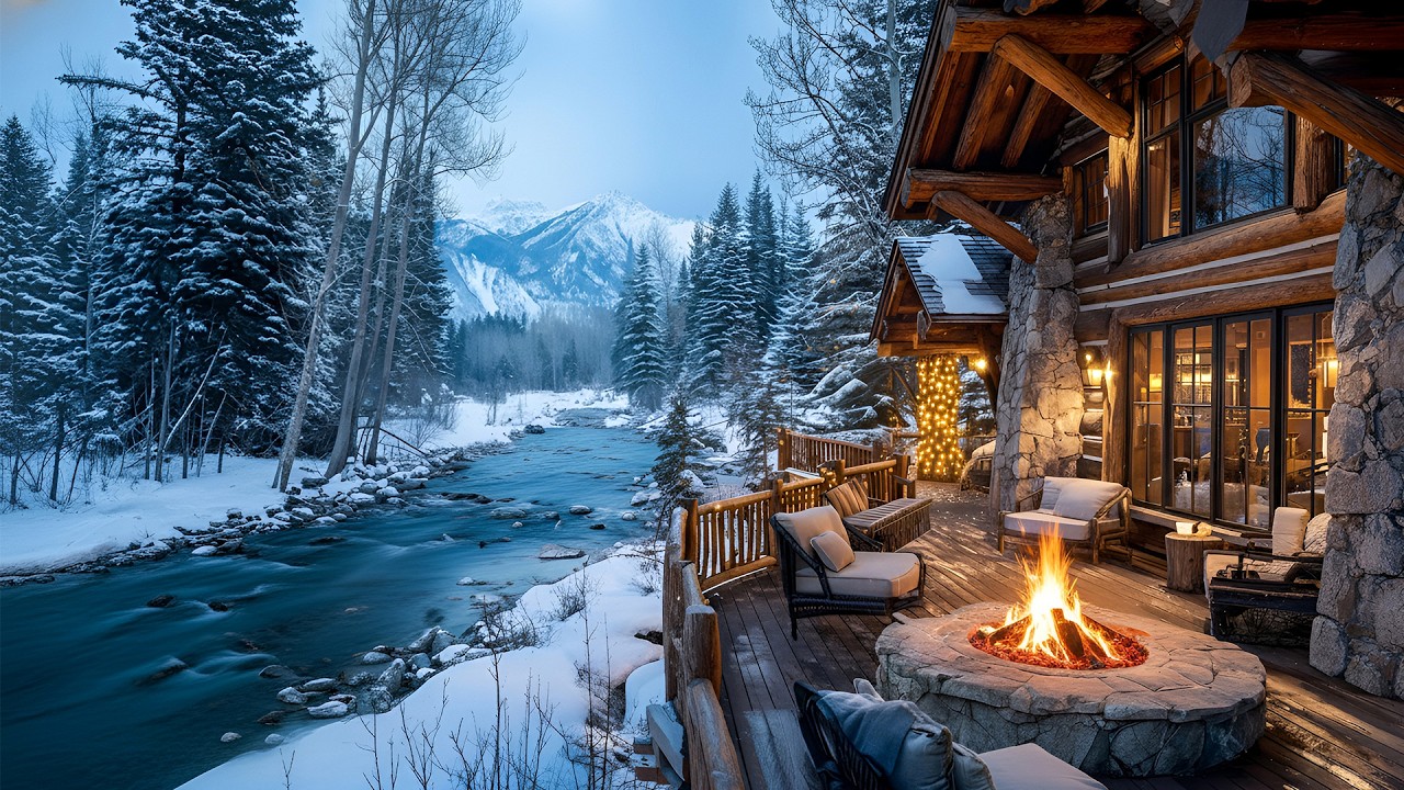 Cozy Winter by the River - Relaxing Fire Pit and Nature Sounds for Ultimate Rest