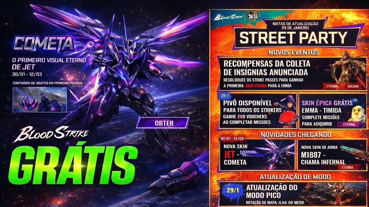 SKINS GRÁTIS | VOTAÇÃO DE SKINS JET COMETA ETERNO CALENDÁRIO SEMANAL TODAS RECOMPENSAS GRÁTIS BLEACH