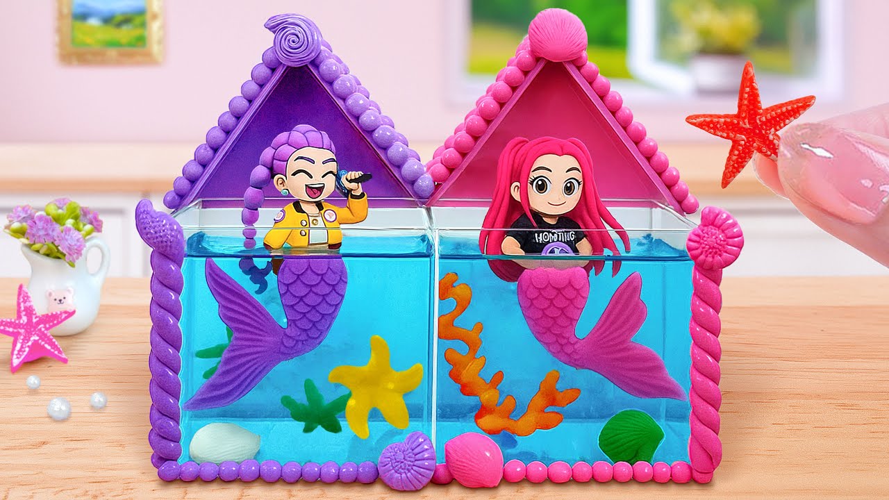 KPOP Demon Hunters Ocean Cake️🎶Amazing Miniature Princess Mermaid Jelly Decorating️💜Mini Cakes