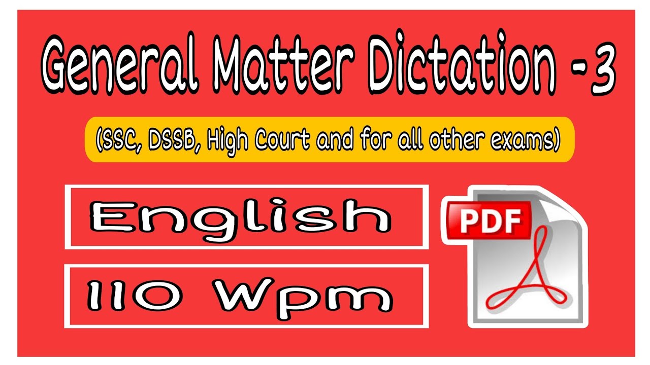 #3 General Matter Dictation 110 Wpm | Dictation at 110 Speed | High Court PA & SPA Exam