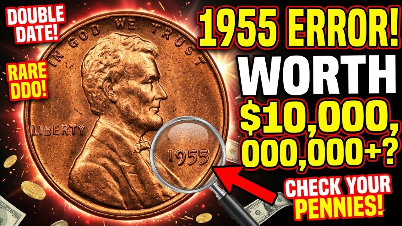 1955 Penny Worth $10,000,000,000+? Rare Error Coin Explained! #1953 #rarecoins #uscoins 
