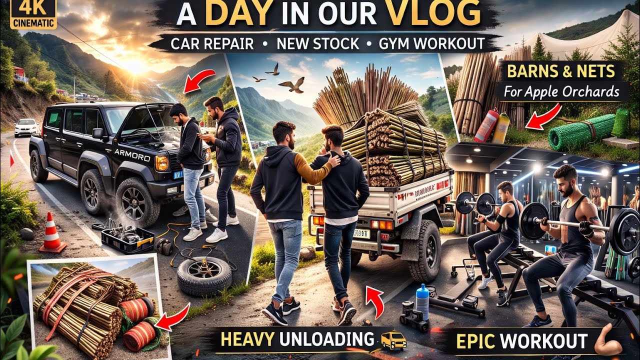 Ek Din Full Action Mein! 😳 | Car Repair, Bamboo Loading & Epic Gym Workout 💪 | Himachal Vlog