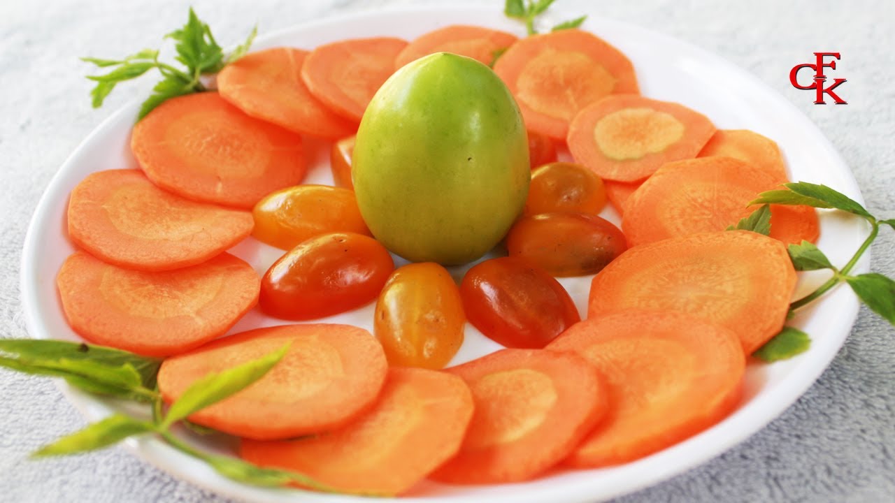 How To Make A Beautiful Carrot  Flower With Tomato  |  Ba Chansok Fruit Art